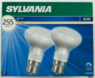 Twin Pack Sylvania R80 42W BC Halogen Reflector 42 Watt = 60 Watt Bayonet  • £6.60