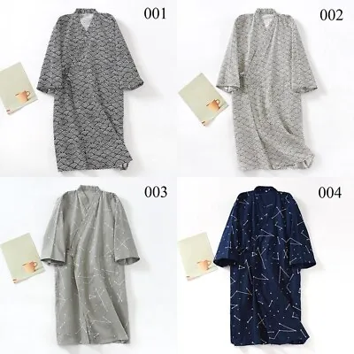 Men Kimono Japanese Yukata Pajamas Cotton Soft Bathrobe Robe Gown Nightwear New • $14.12