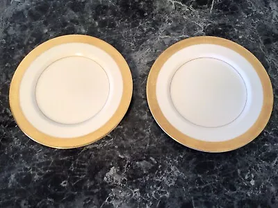 2 Mikasa Harrow 7-1/2  Salad Plates Fine Bone China Gold Encrusted Band • $9.95