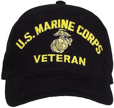 Black US Marine Corps USMC Globe & Anchor Veteran Adjustable Baseball Hat Cap • $18.99