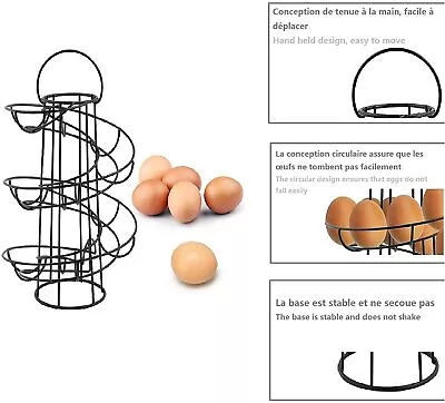 £8.55 • Buy Egg Holder Spiral Helter Skelter Egg  Stand Rack Storage Holder 18 Eggs Black