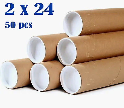 2 X 24  Kraft Tubes Poster Document Graphics Mailing Shipping Packing - 50 PCS • $69.95