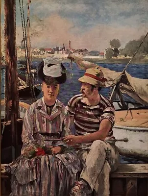 Vintage EDOUARD MANET Maritime Couple Sailing In Harbor Fine Lithograph • $11.95