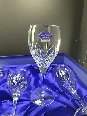 £75 • Buy Beautiful Lot Of 6x Royal Doulton Finest Crystal Wine Glasses Juliette Boxed