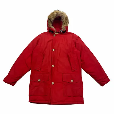 £212.50 • Buy Woolrich Fur Trim Down Arctic Parka Coat | Vintage High End Winter Designer Red