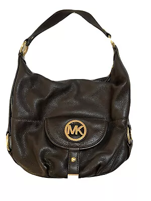 MICHAEL KORS Fulton Leather Black Shoulder Bag Hobo Purse  • $45