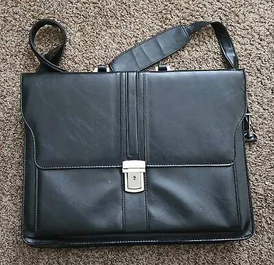   Black Briefcase 100% Natural Leather 16×13 Inches  • $40