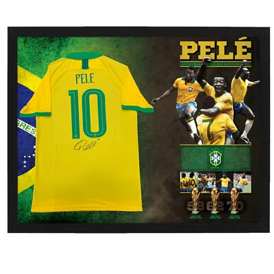 $1495 • Buy Pele Hand Signed Framed Brazil Soccer Shirt World Cup Ronaldo Messi Maradona 