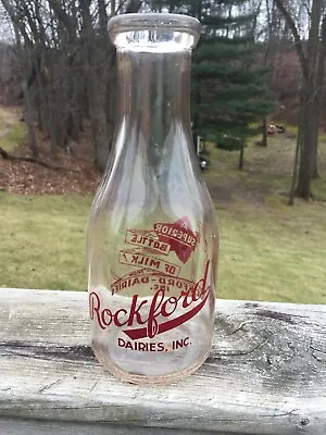 Illinois Milk Dairy Bottle Rockford Dairies Inc ACL Quart Rockford Illinois • $24.99