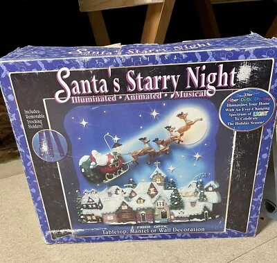 Premier Fibre Optic Santa And Reindeers Over Rooftops Christmas Decoration Boxed • £25.20