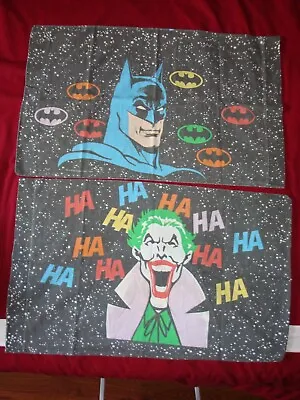 Vintage 1989 Dc Comics Batman Joker Full Size Bed Sheet Fitted Sheet Pillowcases • $29.99