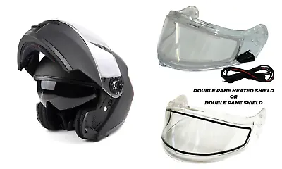 Matte Black Modular Snowmobile Helmet Electric OR Dual  Shield Adult DOT  • $120