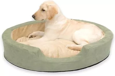 K&H Pet Products Thermo-Snuggly Sleeper Heated Pet Bed 31 X 24 X 5  Sage/Tan • $80.85