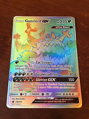 $1.25 • Buy Guzzlord GX 116/111 Secret Rare Full Art Rainbow Holo Pokemon Crimson Invasion