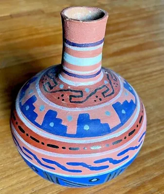 Vintage Mexican Opaque Azteca /Mayan Vase- Tlaquepaque 1940s • $25