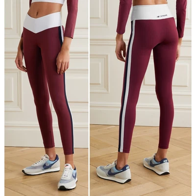 $89.99 • Buy Staud X New Balance Striped Stretch Legging Burgundy V-Waist Colorblock SZ M
