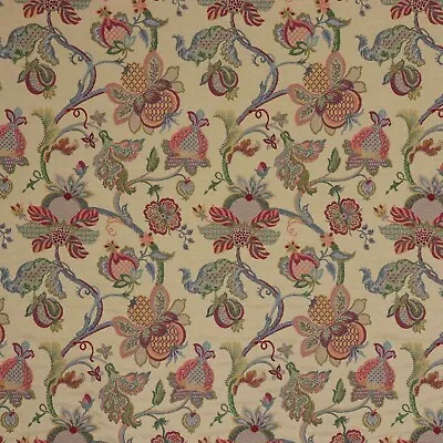 Jacobean Garden Tapestry Fabric | Jacquard | Floral Curtains Upholstery Cushion • £1.99