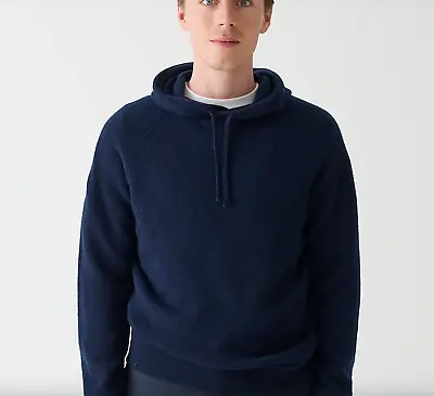 J Crew Midweight Cashmere Sweater Hoodie - Men's Small ~ $278.00 BS377 Navy Blue • $159.95