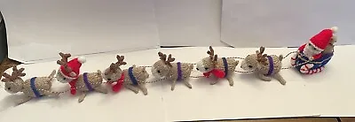 Hand Knitted Christmas Santa And His Reindeers Garland • £12.50