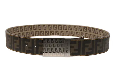 Fendi Mens FF Zucca Logo Reversible Belt Size 100 40 32 33 34 Brown Tan Tobacco • $394.99