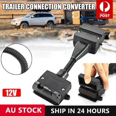 $15.02 • Buy Trailer Adaptor 7 Pin Flat Female Socket To 12 Pin Male Plug Caravan Connector