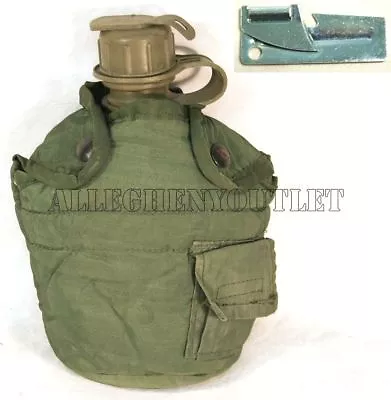 NICE US Military Army Surplus 1 QT CANTEEN W/ OD COVER & FREE P-38 CAN OPENER • $7.90