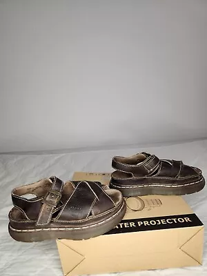 Vintage 90s Doc Dr. Martens Womens Chunky Platform Sandals Size 7 39 Brown 8644 • $185