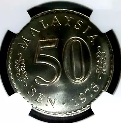 NGC MS65-Malaysia 1973 Parliament House 50 Sen GEMBU Scarce • $24.99