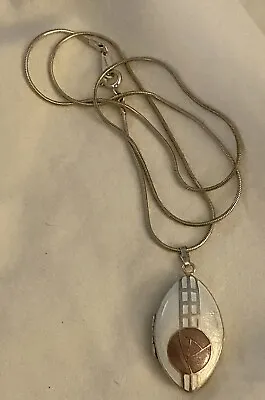 Rennie Macintosh Inspired Sterling Silver Enamel Locket Necklace Art Nouveau • $105
