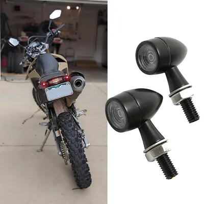 For Bobber Enduro Dirt Bike Motorcycle Amber Red Mini Bullet Turn Signal Lights • $14.11