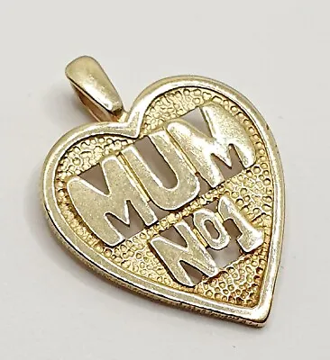 9ct MUM No 1 Heart Love Yellow Gold Charm / Pendant Hallmarked  • £87