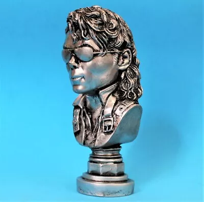 Michael Jackson Bust Rock Pop Silver Painted Resin Figure Thriller Bad Music Art • $65