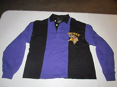 Vintage Minnesota Vikings Women's Nfl Purple Black Polo Shirt Size M • $4.99