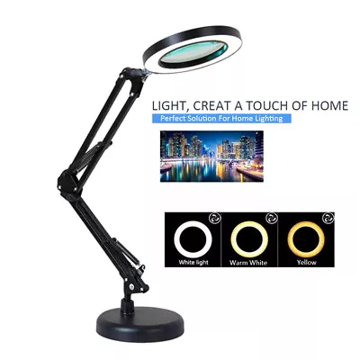 Magnifying Glass Magnifier 64 LEDs Desk Light Table Lamp 8X Magnification J6P9 • $26.99