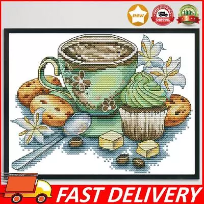 LYEAA Cross Stitch Set Tea Mug 14 Carat Printed Print Canvas Painting Sti • £5.43