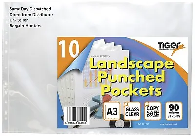 £29.99 • Buy A3 Landscape Punched Pockets (90 Micron) - Ring Binder Sleeves Wallets