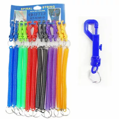 Retractable Spiral Clip On Ring Stretchy Elastic Coil Spring Keyring Key Chain  • £3.95