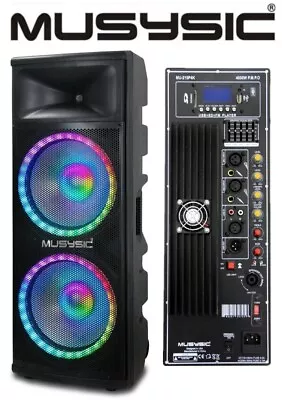 MUSYSIC Professional Dual 2x15  4000W Speaker PA DJ LIGHT Bluetooth MU-215P4K  • $399.99