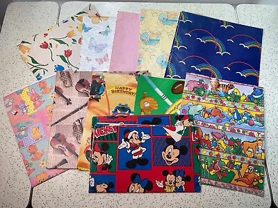 Mixed Lot OPEN Flat Wrapping Paper Birthday Disney Trucks Music Sports Etc • $13.50