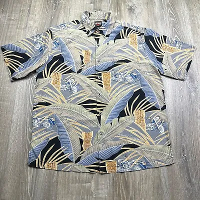 HARLEY DAVIDSON Hawaiian Camp Shirt Silk Blend Motorcycle Floral Men’s L Large • $35.95