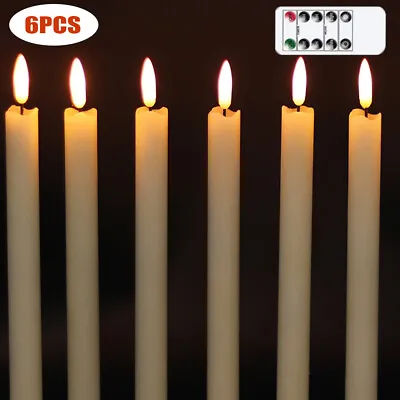 6PCS Flameless Taper Candles Light Flickering Battery Operated Remote Timer USA • $20.89