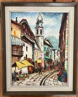 Vintage Spanish Tourist Oil Painting Signed By Balla 19”x15.5” Framed • $21