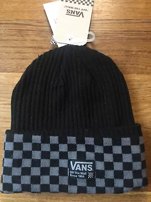 VANS Beanie Hat Black & Checker Pattern Size OS • £10