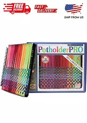 Friendly Loom 10  PRO Size Black Potholder Metal Loom Kit With Bright Rainbow Co • $37.99