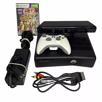 Microsoft Xbox 360 S Slim 4GB Console Bundle Controller Kinect Game & Cables • $87.16