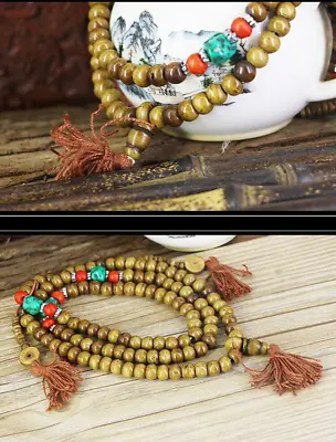 8mm 108 BEADS COLLECT TIBETAN BLESSED VINTAGE YAK BONE BUDDHIST MALA NECKLACE • $19.80