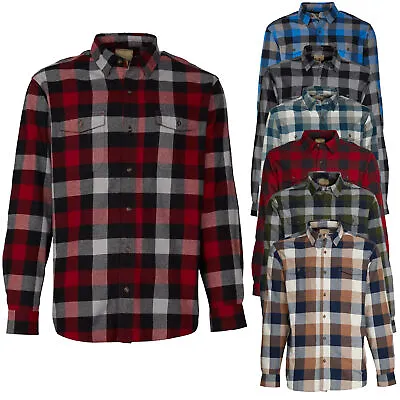 Mens Flannel Cotton Shirt Heavy Plaid Lumberjack Check Long Sleeve Casual Work • £12.98