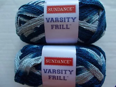 Sundance Varsity Frill Ruffle Mesh Yarn Navy / Silver Lot Of 2 (28 Yds Each) • $18.99