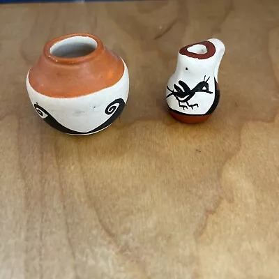 Miniature Southwestern Pottery Native Seed Pot Pitcher Bird Mountain • $18