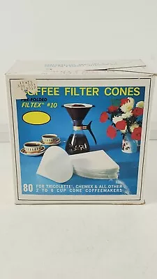 VINTAGE #10 Filtex For Tricolette Coffee FILTER CONES 76 Pre-folded In Box • $15.84